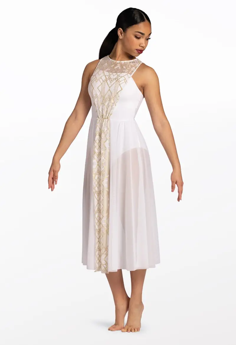 Dress With Geometric Lace Overlay | Weissman