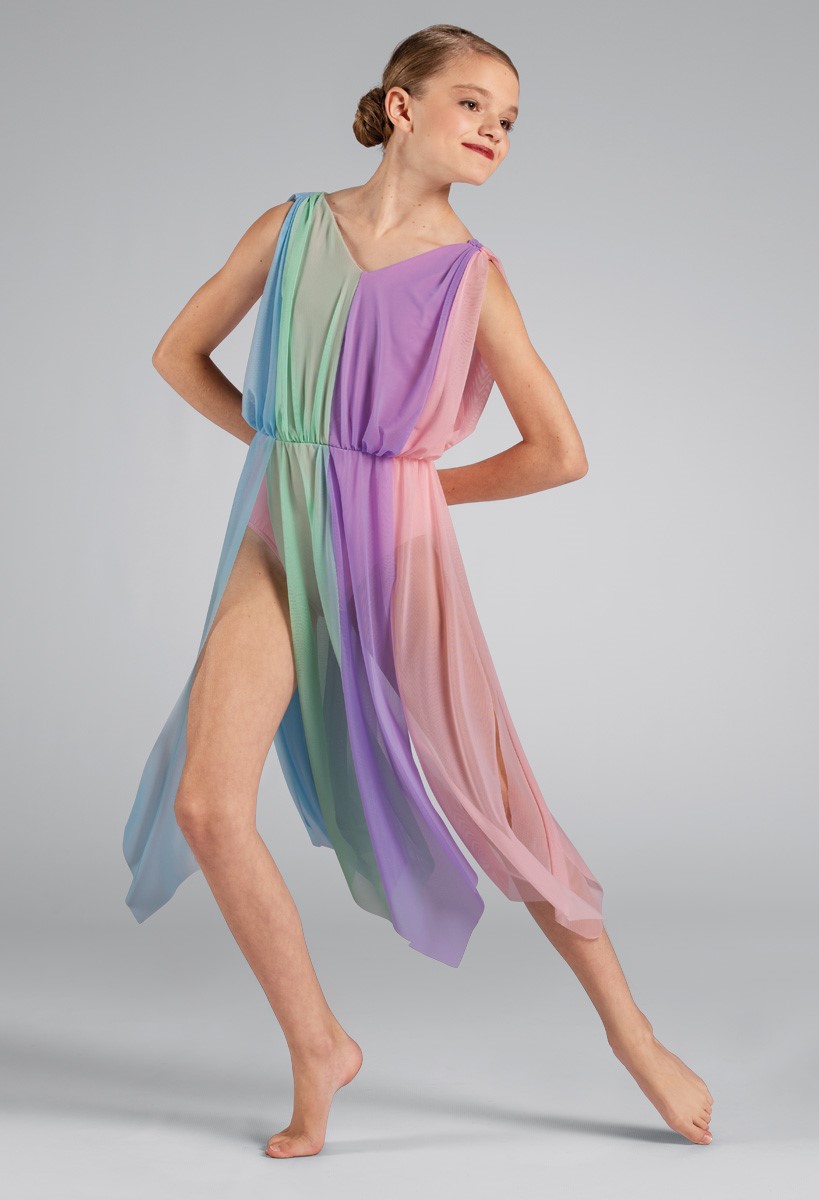 Balera Womens Mesh Cowl Neck Short Halter Dress for Dance