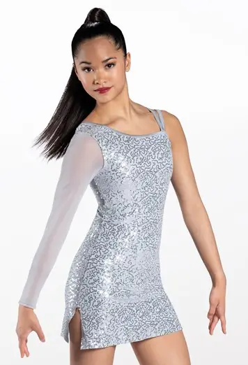 One Sleeve Sequin Shift Dress