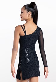 One Sleeve Sequin Shift Dress