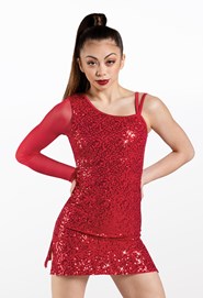 One Sleeve Sequin Shift Dress