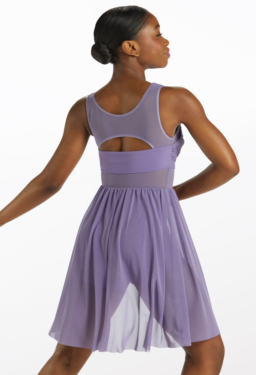 knee length dresses for ladies MESH WRAP MIDI DRESS-D11003  The Dance Rack
