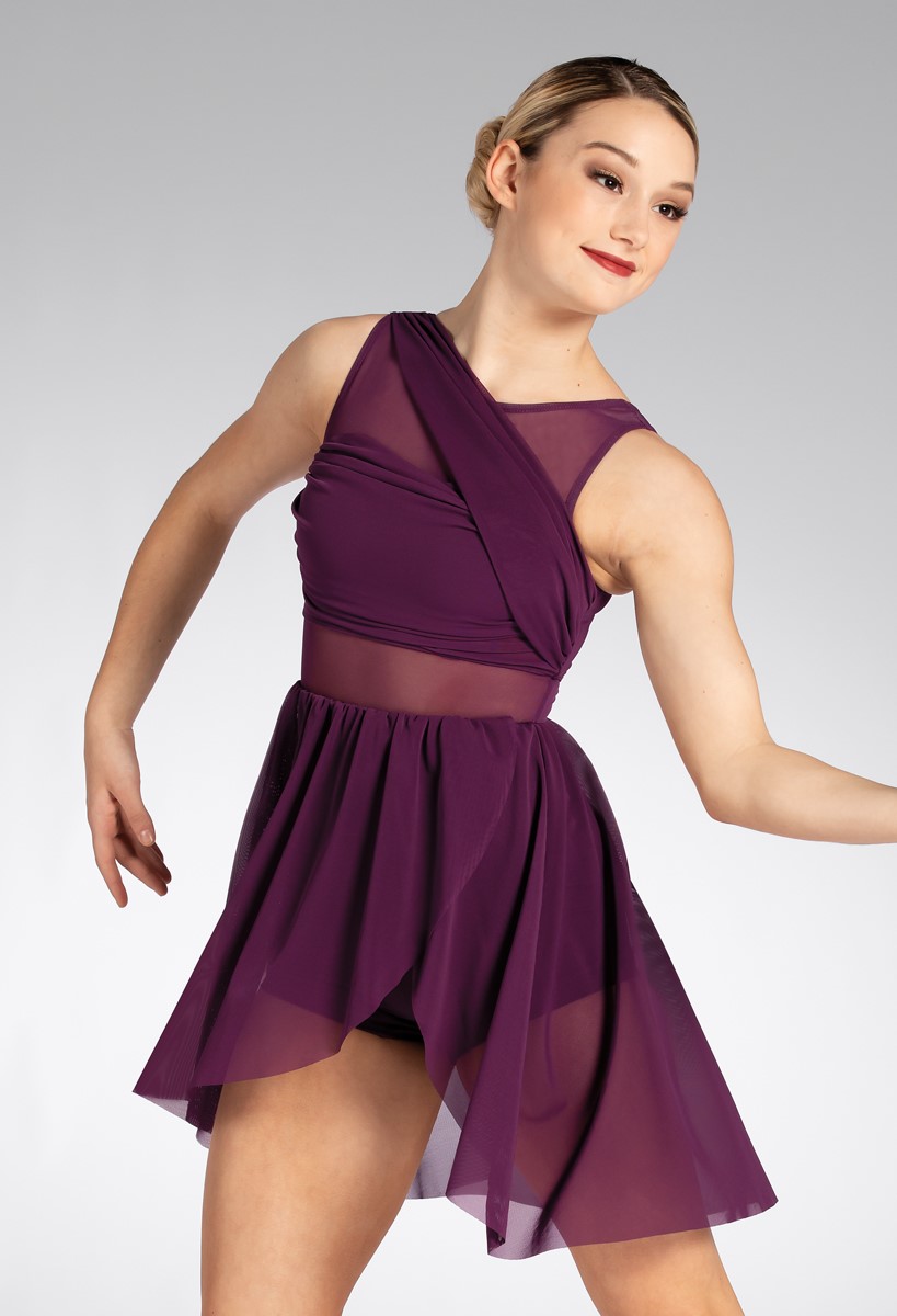 knee length dresses for ladies Weissman 'Fall Into Me' Halter Wrap Midi Lyrical Dance Dress – Blackfeather  Dancewear main image 0