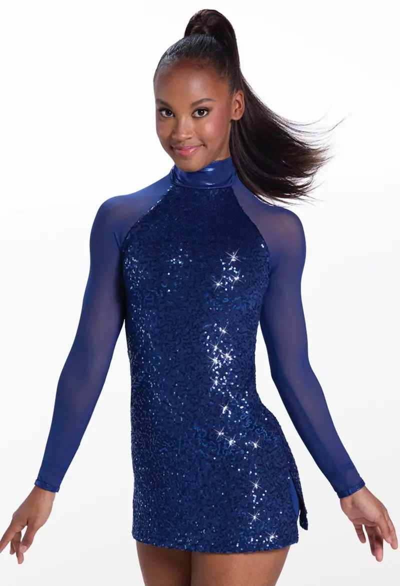 Lipsy Shift Dress Cap Sleeve Sequin Blue Shift Dress With Sleeves