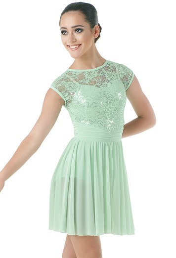 Sequin Lace Cap-Sleeve Dress