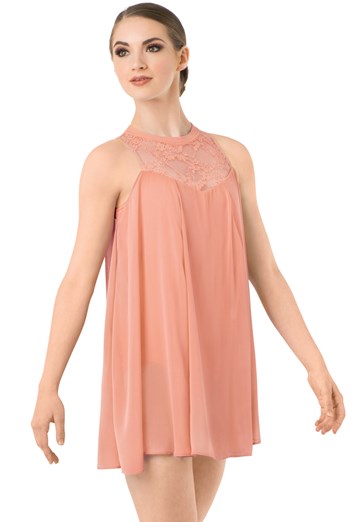 Chiffon & Lace Trapeze Dress