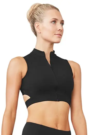 Bloch High Neck Zip Crop Top
