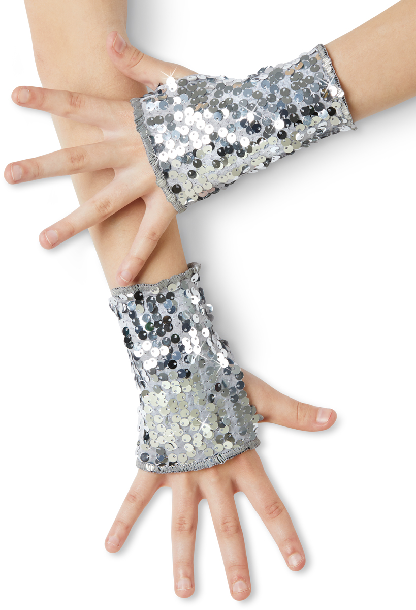 silver fingerless gloves