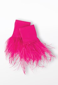 Rue Ostrich Feather Cuffs in Pink