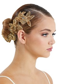 Sequin Floral Applique – Gold – Black Sapphire Design
