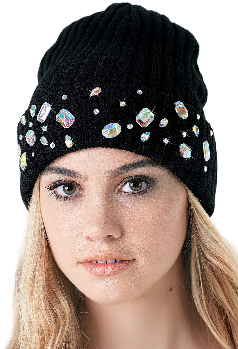 jewelled bobble hat