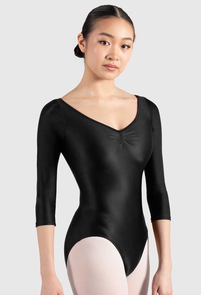 Mirella Shine Mesh 3/4 Sleeve Leotard