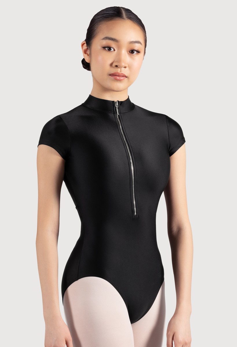 再値下極上伸縮起毛ZIPLESS BZ smooth Women 5x3mmセミ Mirella Cap Sleeve Zip-Front Leotard