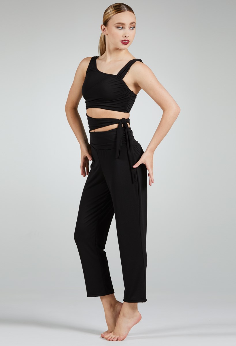 Cropped Cutout Unitard With Tie Waist | Weissman®