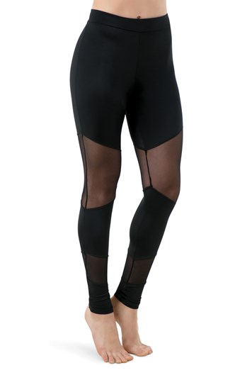Mid Rise Leggings With Mesh