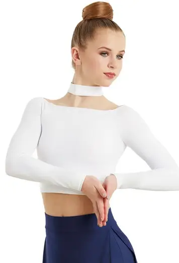 Long Sleeve Collar Crop Top 