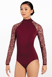 Leotard With Lace Long Sleeves