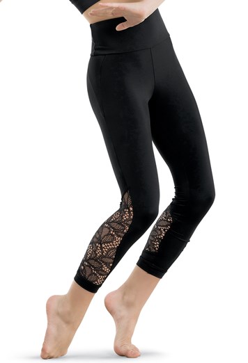 Lace Inset Cropped Leggings