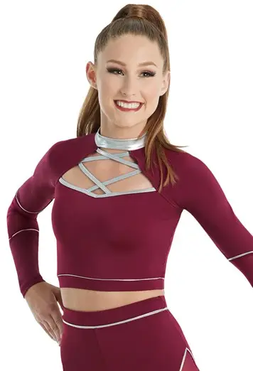 Metallic Trim Strappy Crop Top
