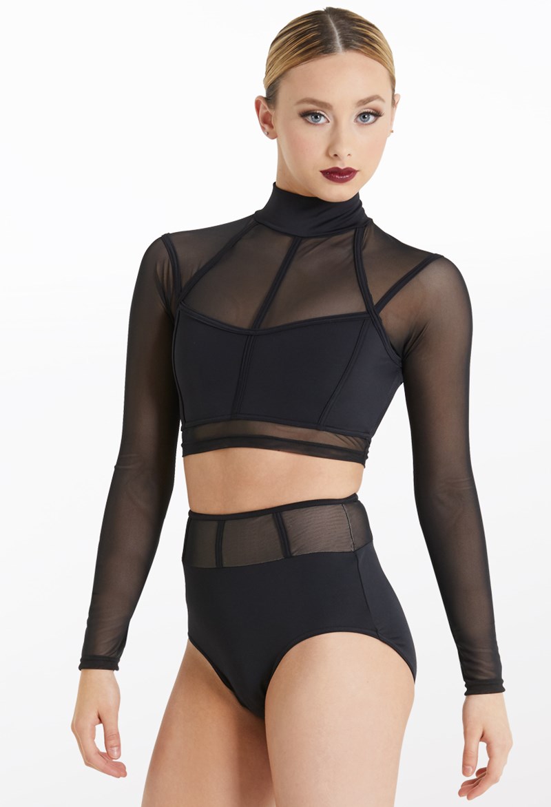 Caged Mesh Mock Neck Crop and Brief