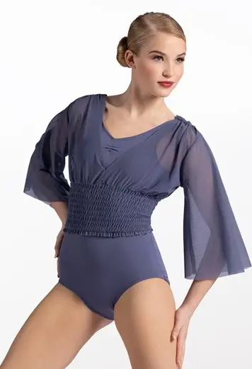 Smocked Flutter Sleeve Leotard