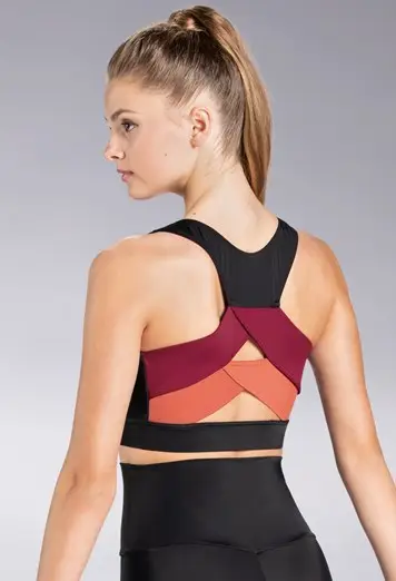 Colorblock Cross Back Crop Top