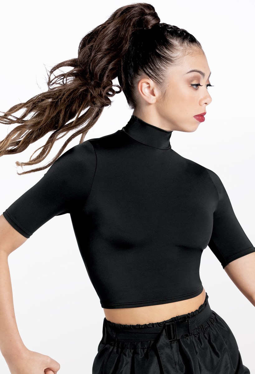 Half Sleeve Mock Neck Crop Top For Dance | Balera™