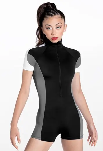 Zip Front Mock Neck Biketard