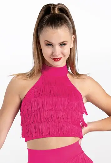 Fringe Mock Neck Crop Top