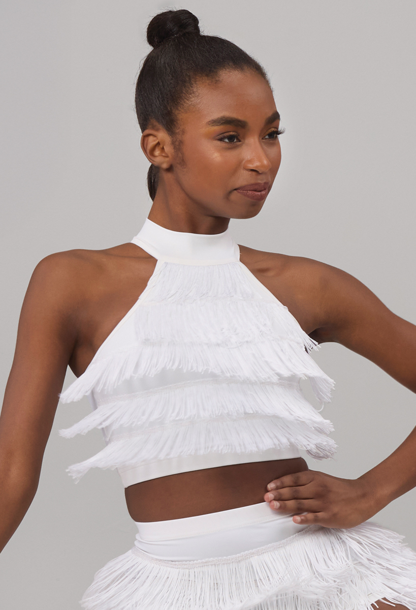 Fringed Mock Neck Dance Crop Top | Weissman®