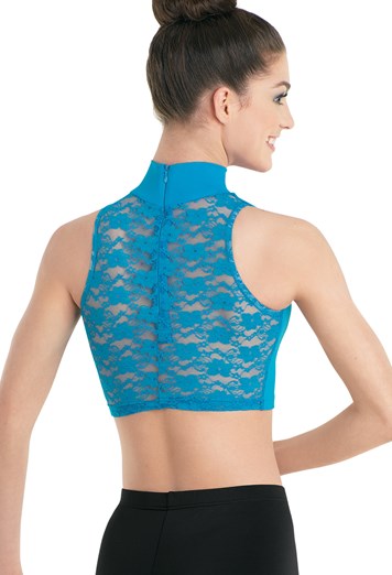 Mock Neck Top with Lace Back