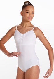 White Camisole Leotard Ladies sizes Body Wrappers BWP225 Pinchfront crisscross 