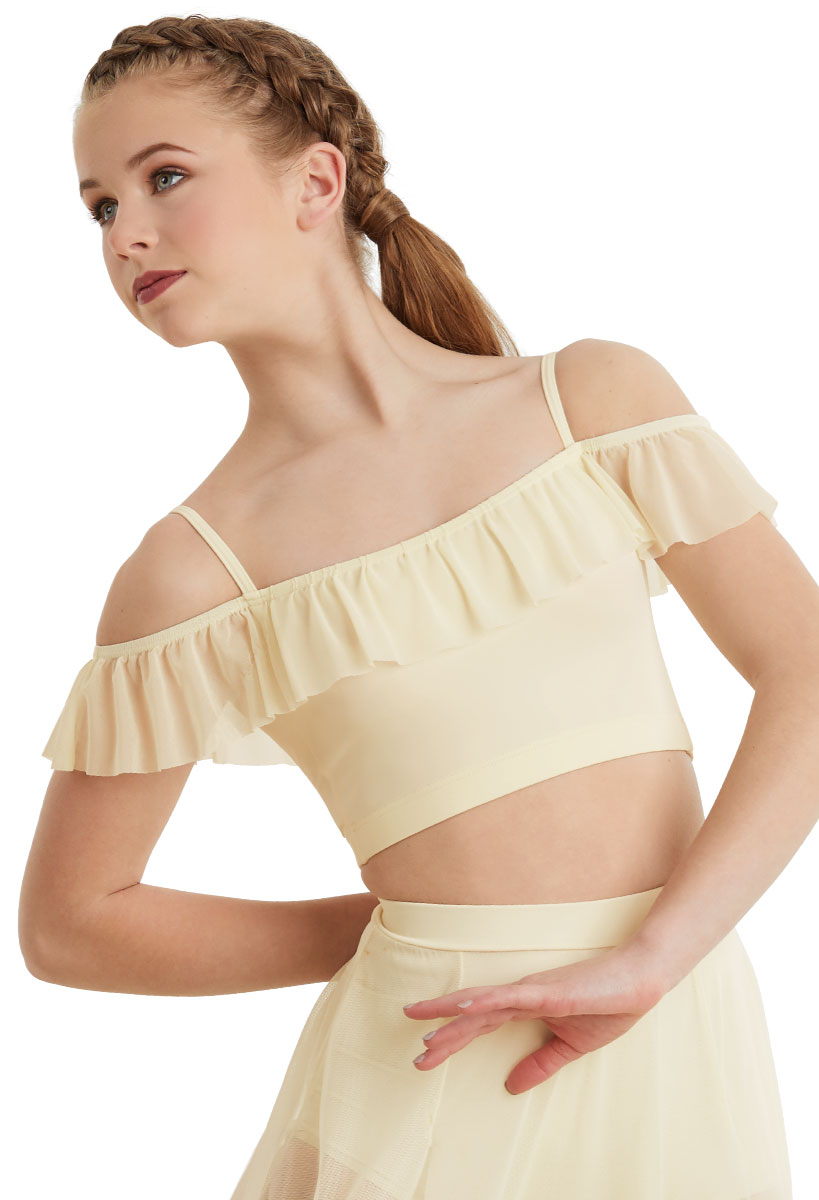 Off Shoulder Flounce Crop Top