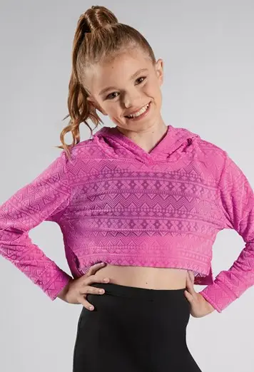 Tribal Mesh Cropped Hoodie