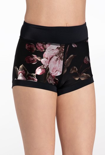 Metallic Floral Booty Shorts