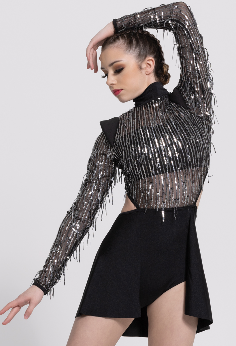 Balera weissman sequin LEOTARD WITH FRINGE SQ10738 black dance sold costume Adult LA