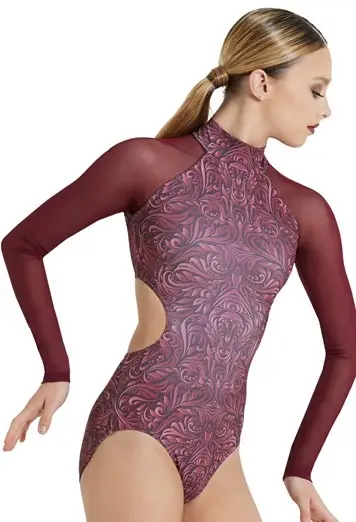 Baroque Mesh Sleeve Leotard