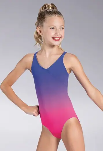 Ombre Printed V-Neck Leotard