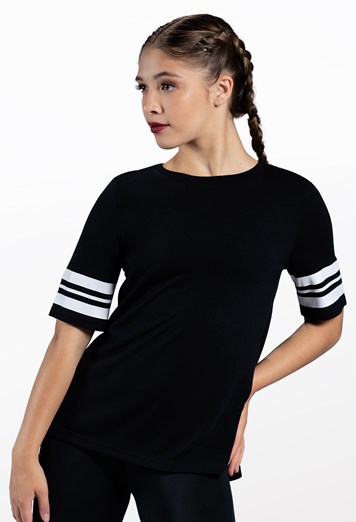 Striped Sleeve Crewneck Tee