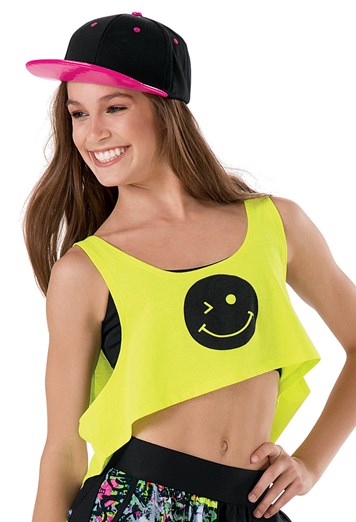 Winky Face Graphic Crop Top
