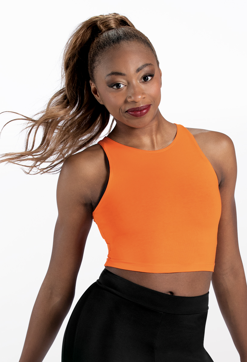 Orange high neck outlet crop top