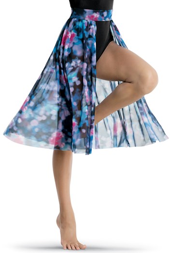 Floral Midi Back Panel Skirt