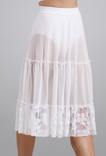 Tiered Lace Midi Skirt