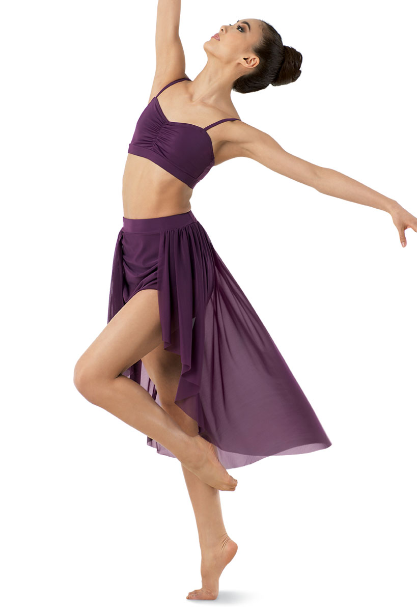 wow house on the hill ロンパース ballet 70 High Low Drape Front Mesh Midi Skirt | Balera™