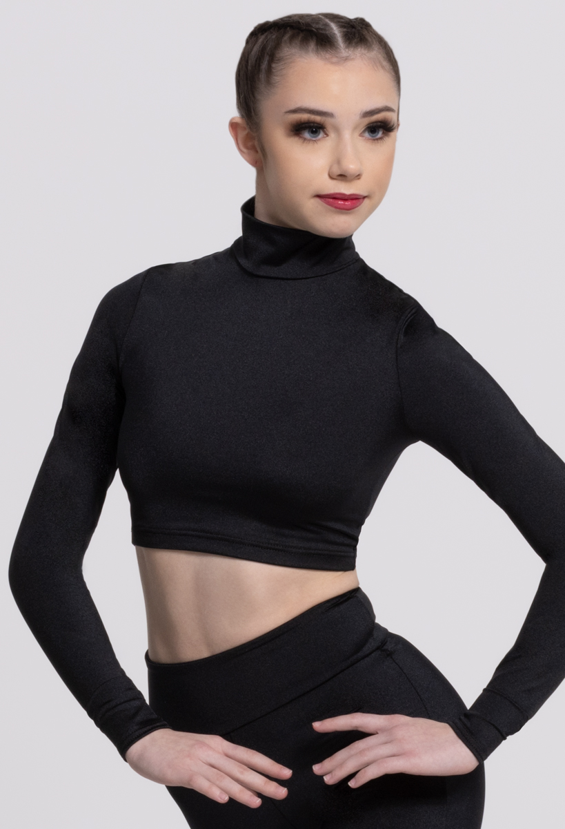 Lustre Long Sleeve Mock Neck Crop Top | Weissman®