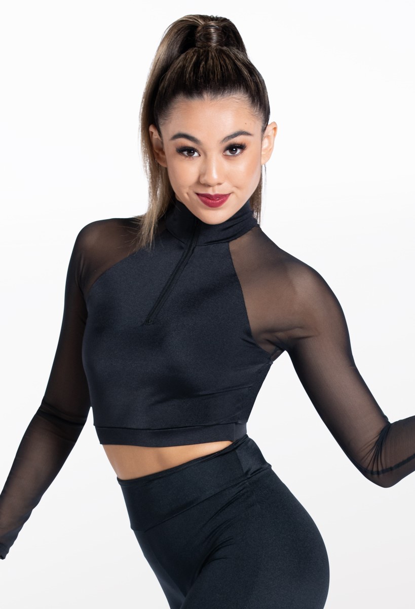 Mock Neck Zip Front Dance Crop Top | Weissman®