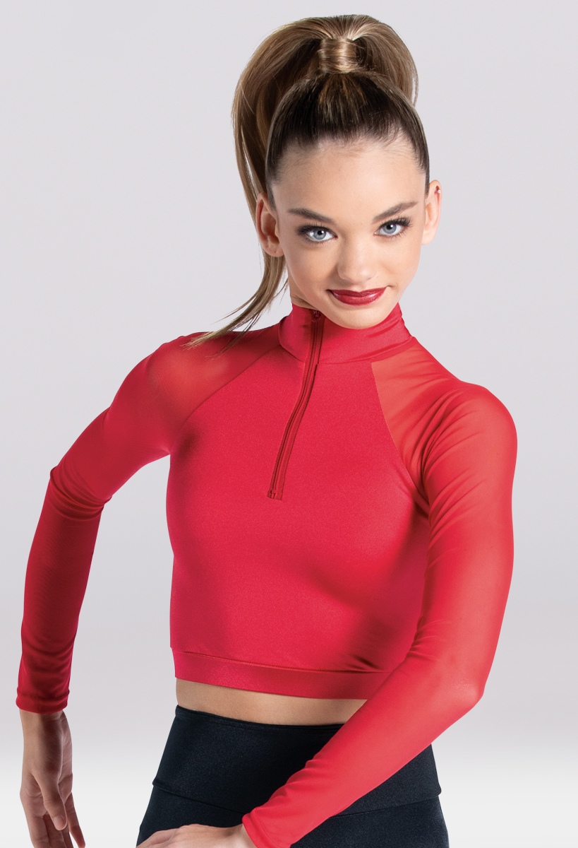 Mock Neck Zip Front Dance Crop Top | Weissman®