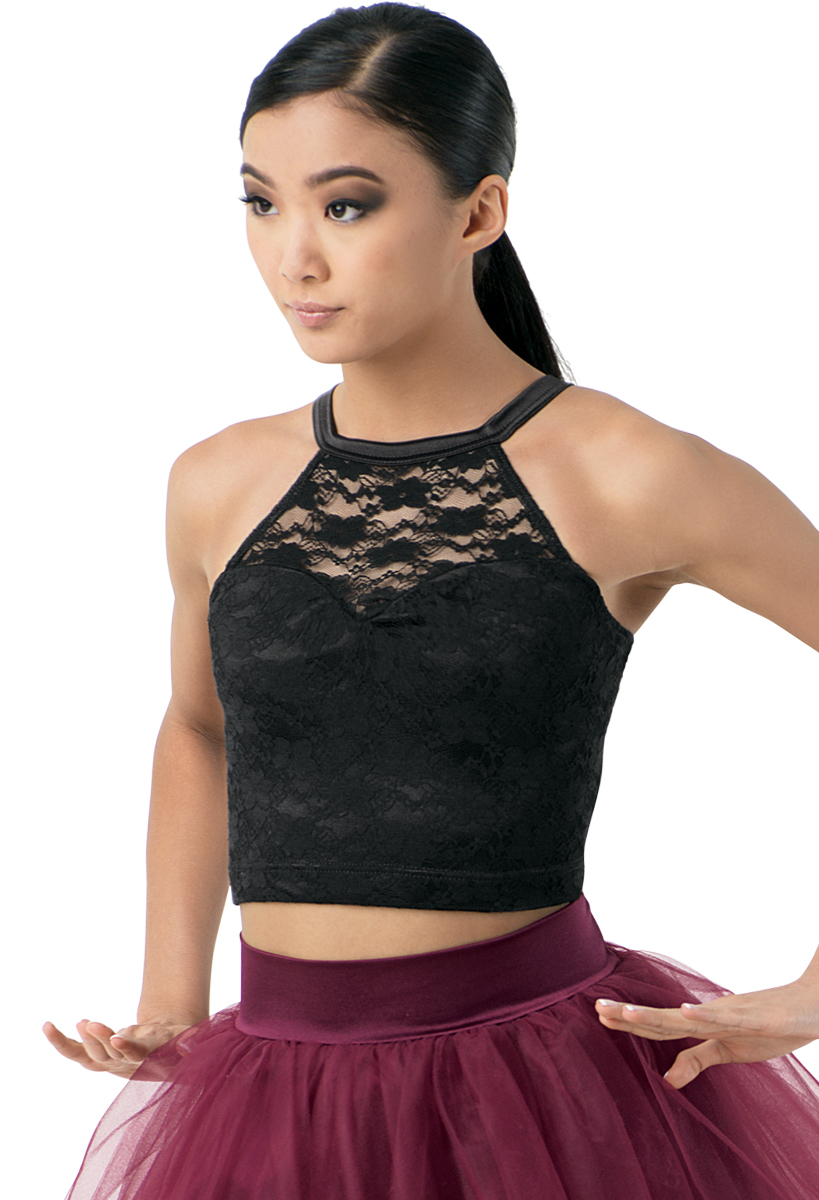 Lace dance crop store top