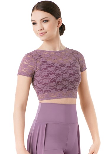Short Sleeve Lace Crop Top