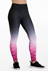 Pineapple DANCEWEAR Girls Dance Ombre Mesh Panel Leggings Black with Pink